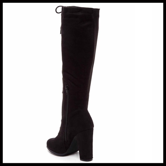 TALL KNEE HIGH VEGAN SUEDE LACE-UP BOOTS - Picture 6 of 8